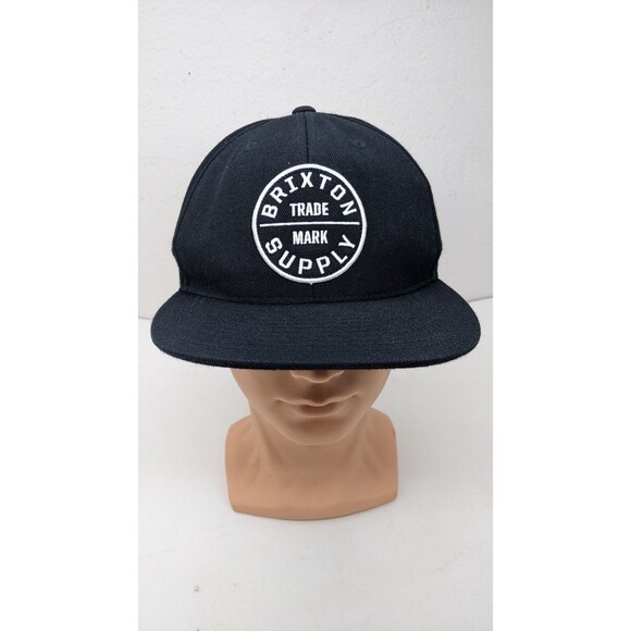 Brixton Supply Hat Black Embroidered Patch Logo Snapback Adjustable Cap Preowned - Picture 1 of 11